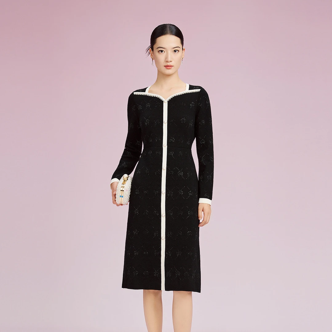 【婷婷专属】La Koradior拉珂蒂优雅气质修身显瘦针织连衣裙女