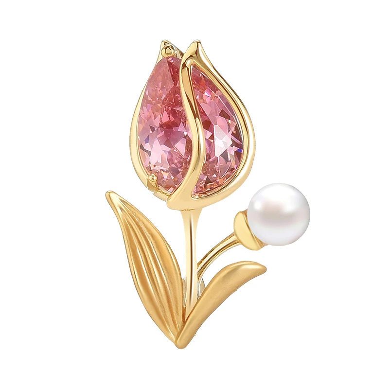 铜合金锆石胸针 精致胸花30990粉色郁金香胸针百搭轻奢高档（迷你）