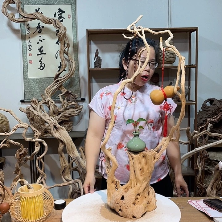 香榧木杜鹃根根艺摆件