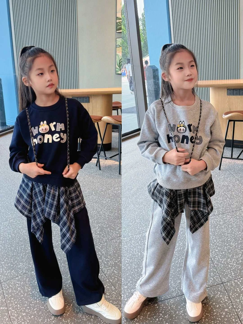 女童猫咪卫衣卫裤两件套2025新款儿童套头衫束脚裤女孩休闲春秋装