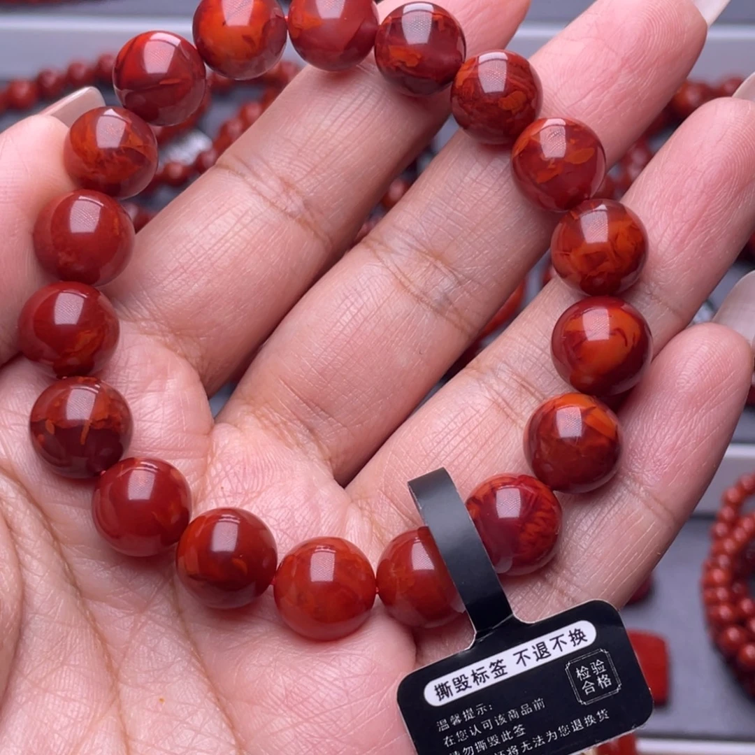 南红玛瑙未镶嵌其他W11.0mm瓦西牛血红火焰纹单圈
