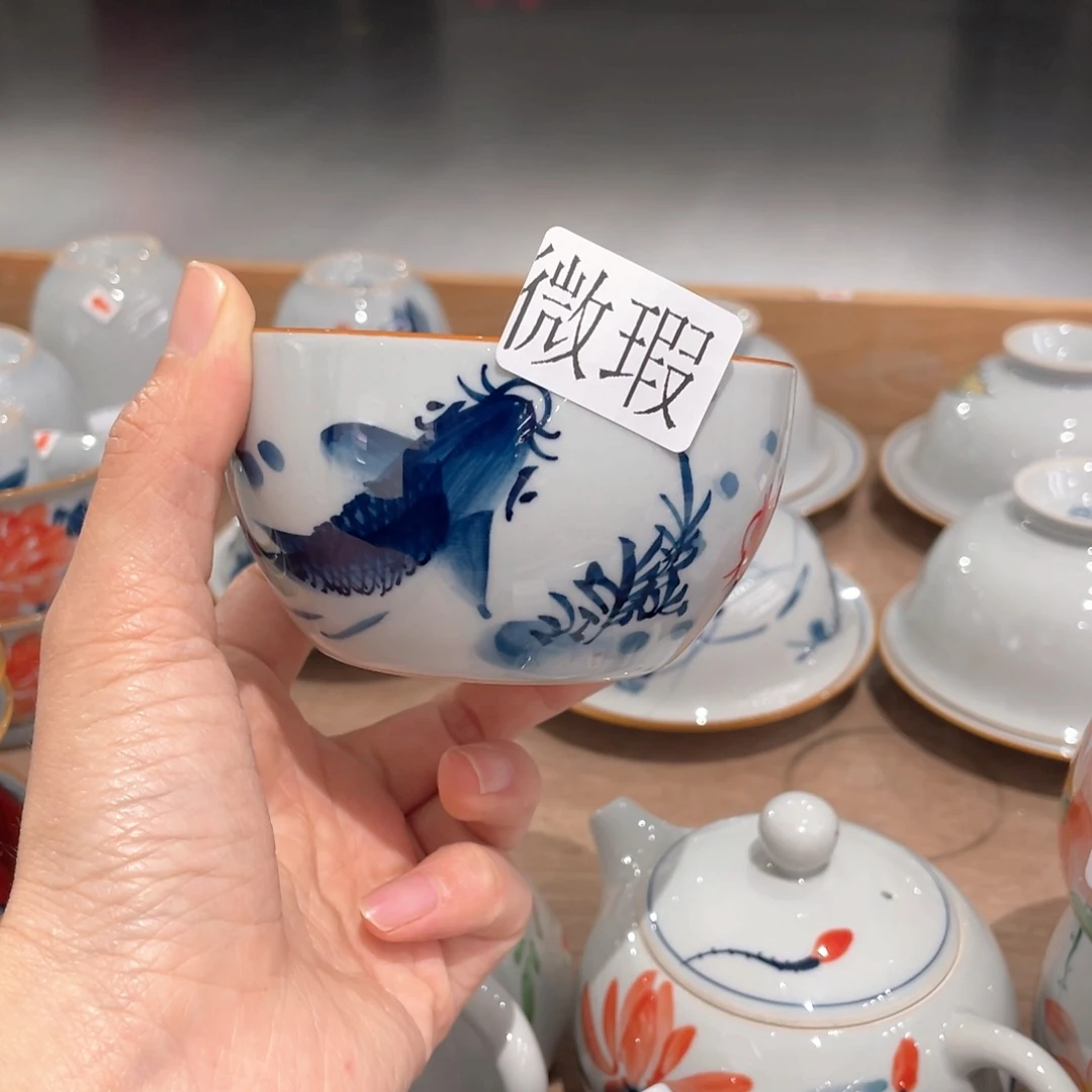 釉下彩纯手绘有瑕