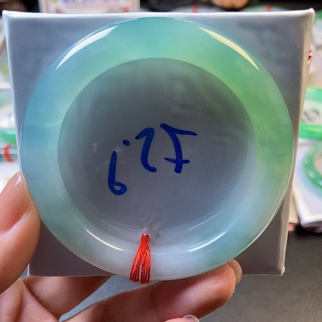翡翠未镶嵌手镯23冰水绿透光