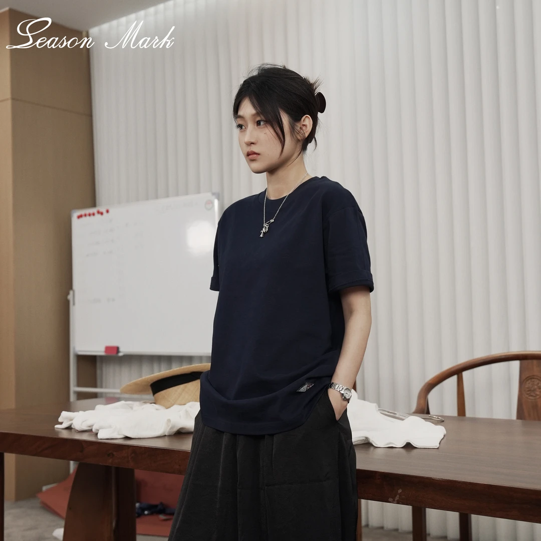 SEASON MARK 夏季新款徽标圆领短袖时尚舒适休闲百搭男女同款短袖
