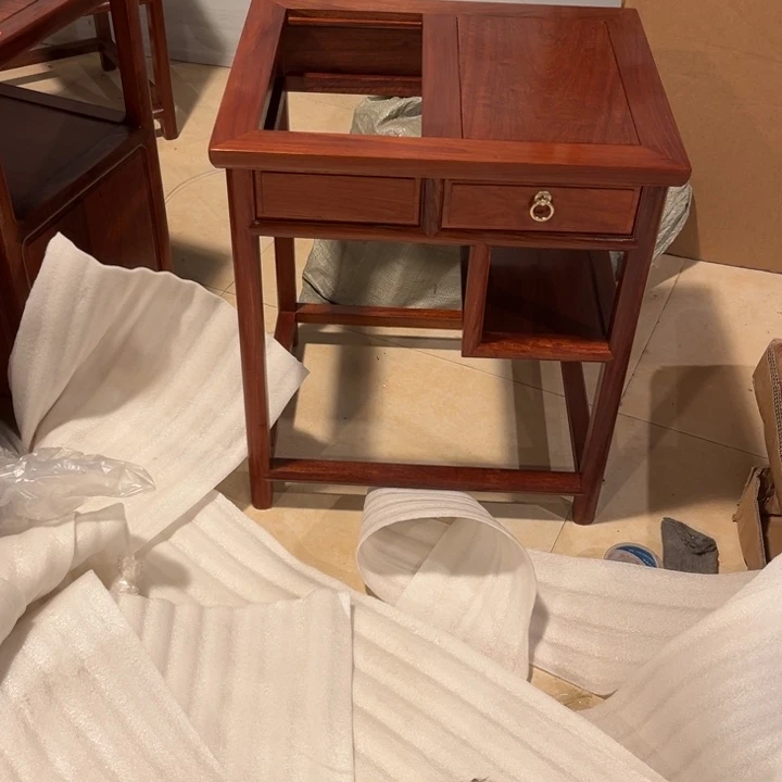 紫檀木类端景台平*缅花茶水架