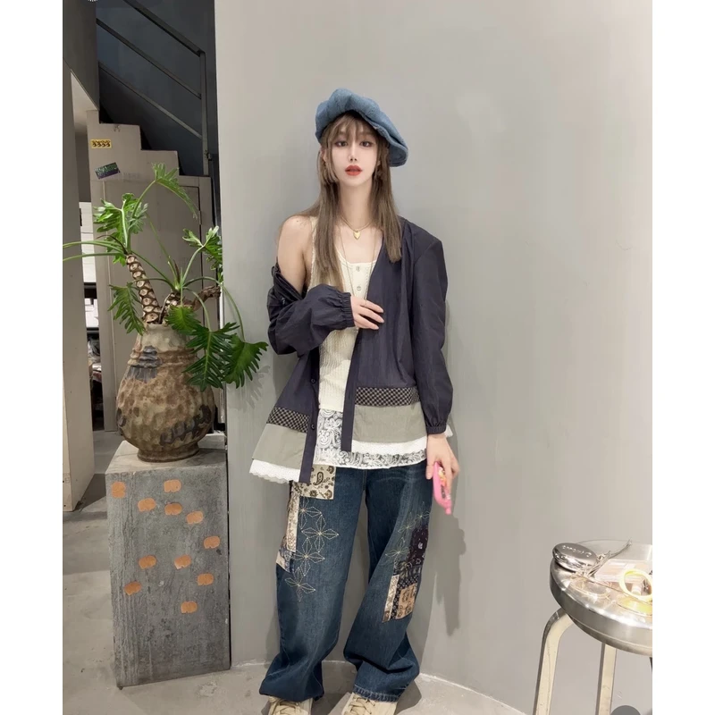 现货【JR花边拼色衬衫】2025秋冬新品花苞领下摆撞色长袖衬衣女