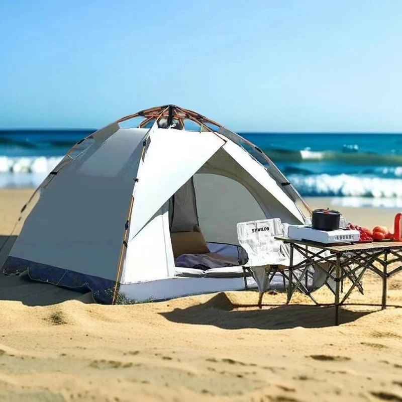 帐篷户外3-4人全自动防雨专业带网纱露营帐篷双层防水家庭遮阳棚