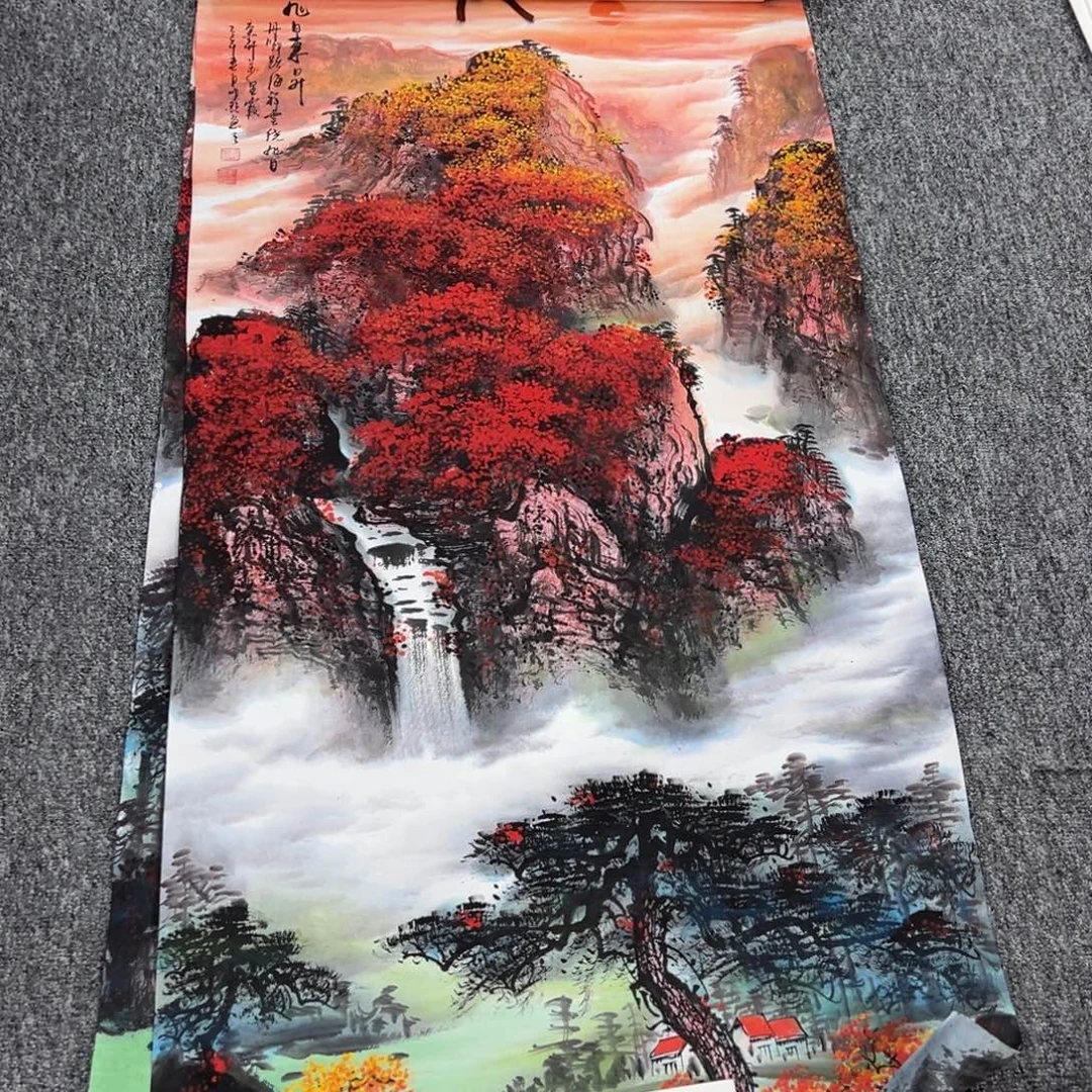 国画卖字画的小男孩