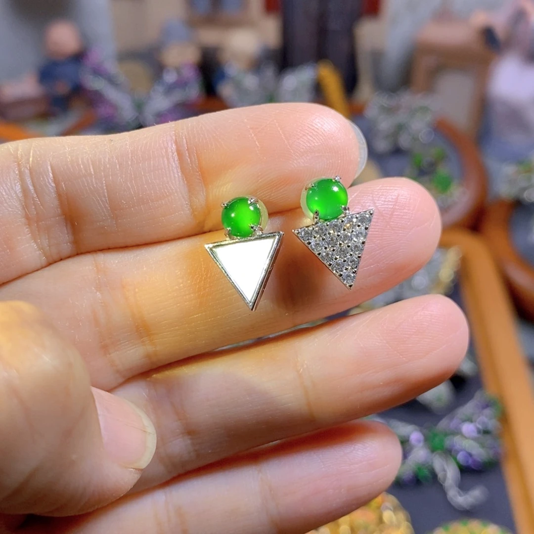 吊坠(不含链)银S925镶嵌翡翠