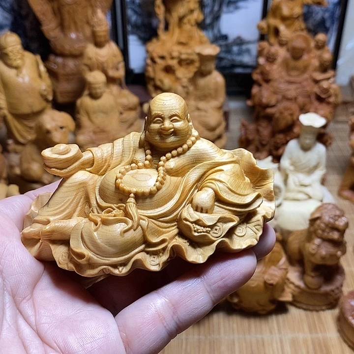 终***生柏木（崖柏）弥勒摆件