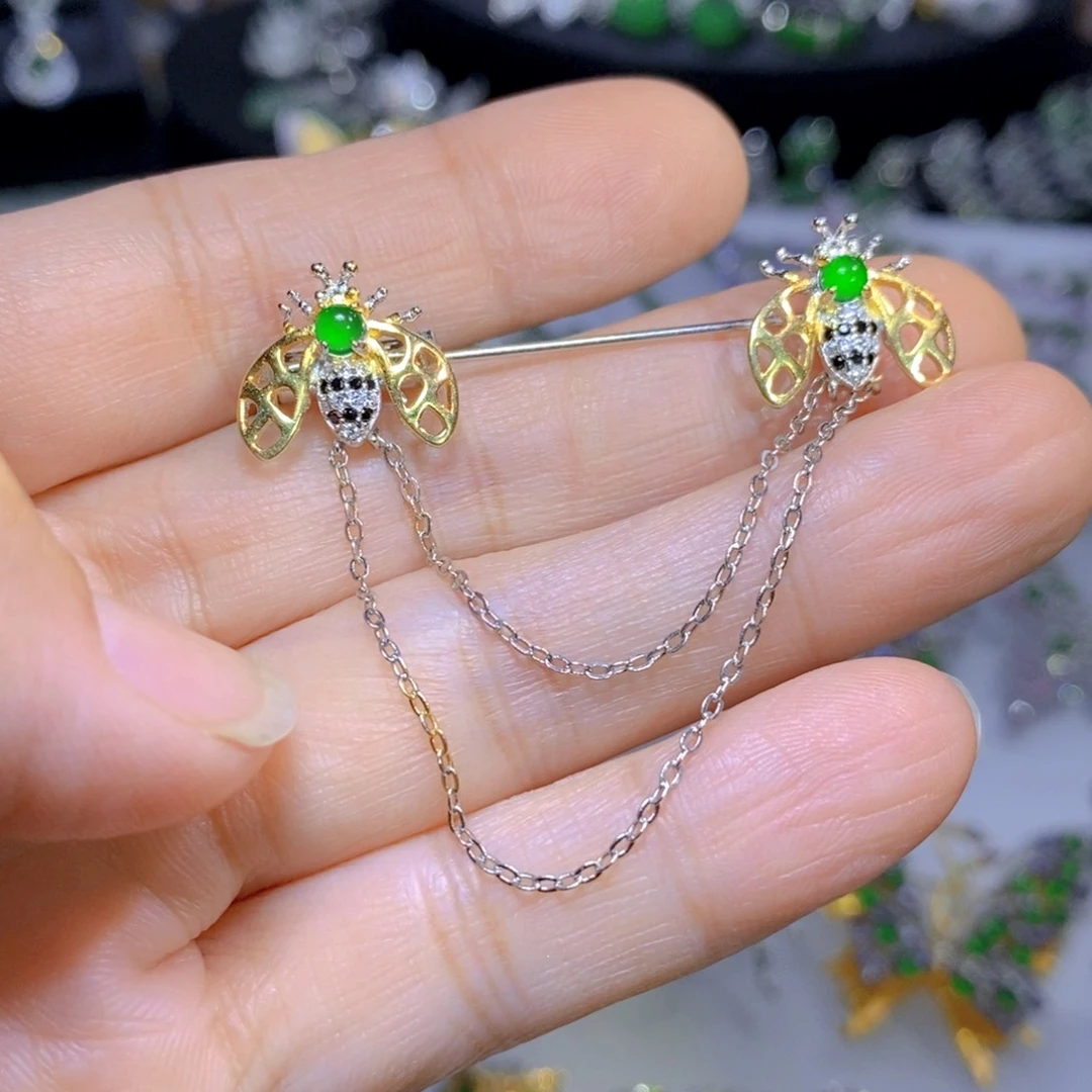 翡翠颈饰银S925镶嵌天然翡翠