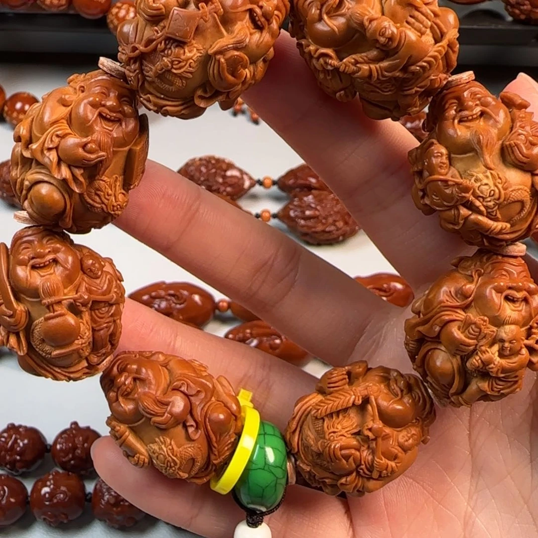 手串橄榄核油核瑞兽童子财神手串