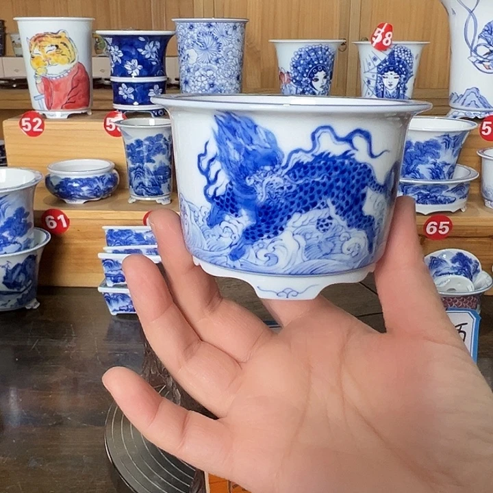 墨奈手绘陶瓷花盆