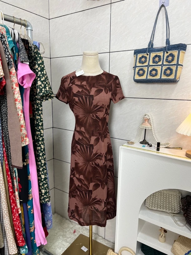 【古着清仓专享】vintage古着孤品90年代碎花港风复古气质连衣裙
