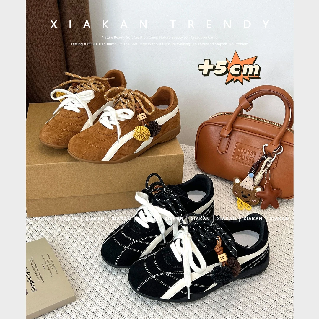 「珍姐」XIAKAN内增高5cm系带机能风赛车鞋女秋新款时尚休闲德训鞋