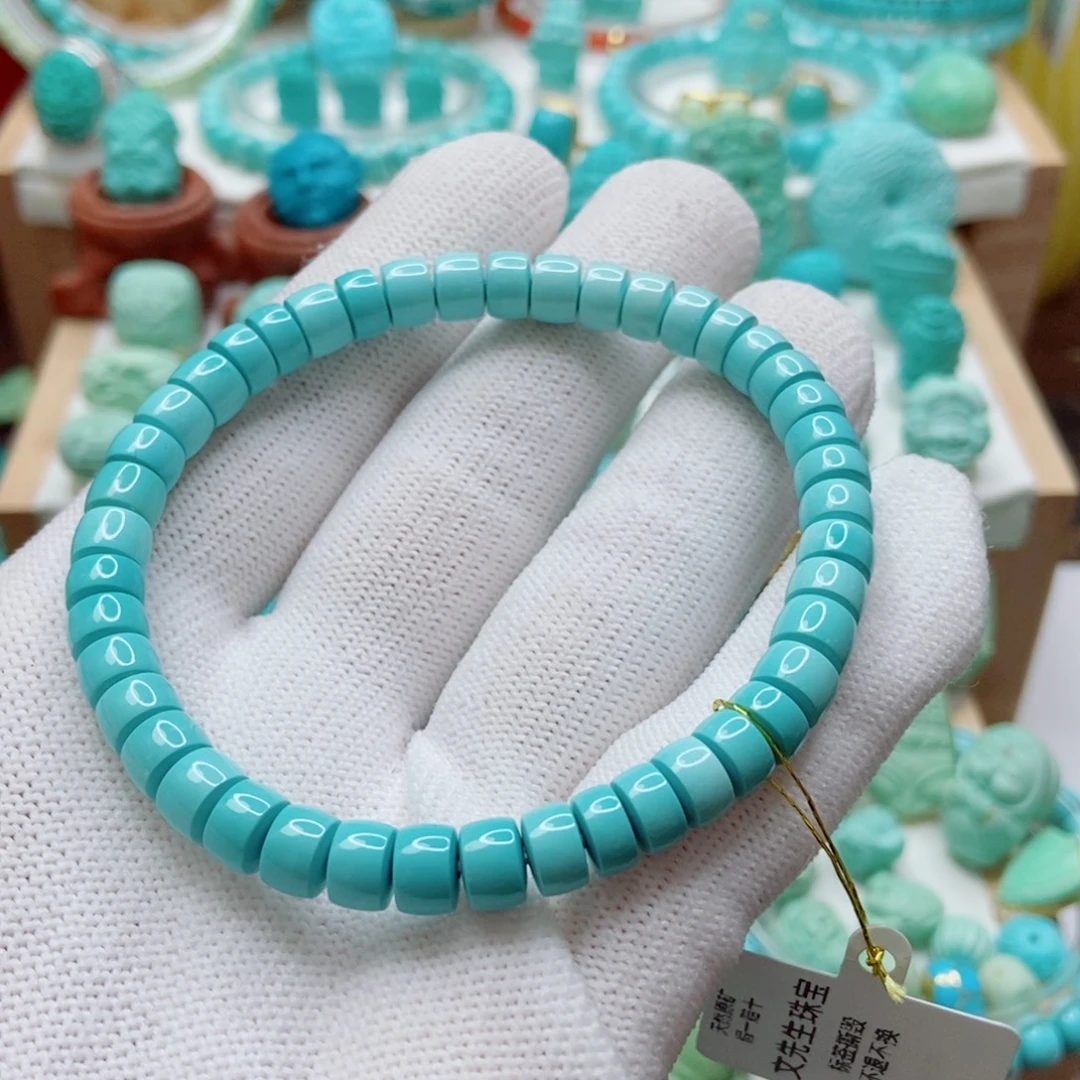 绿松石未镶嵌直切手串6.5mm