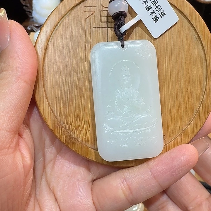 雄***．和田玉（碧玉）银S925镶嵌吊坠(赠链)