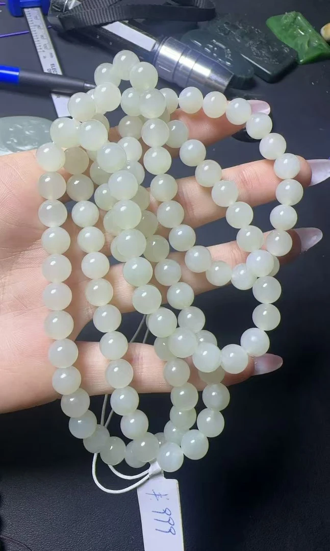 和田玉项链卡8mm