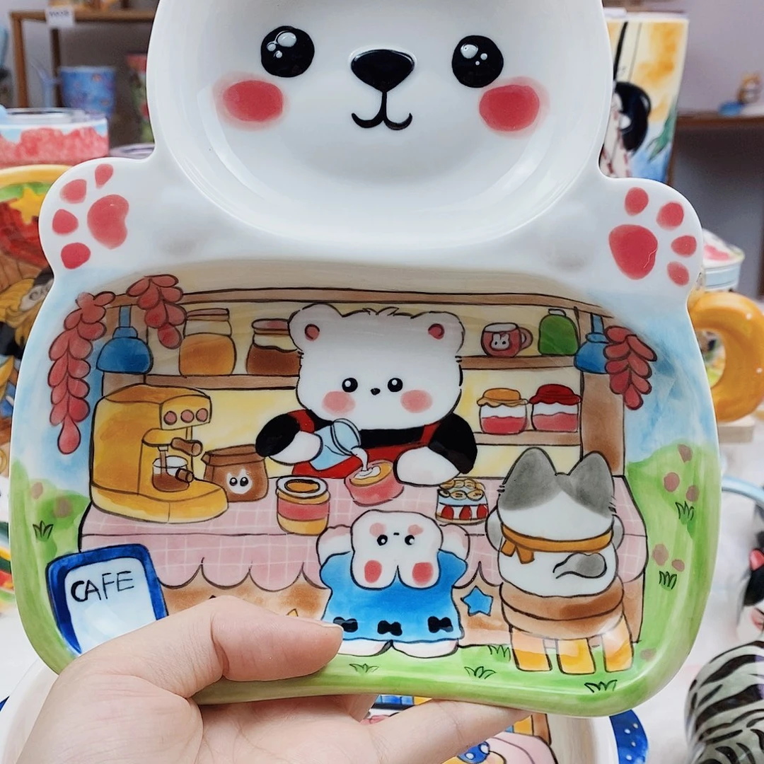 瓷片董董文创手绘陶瓷