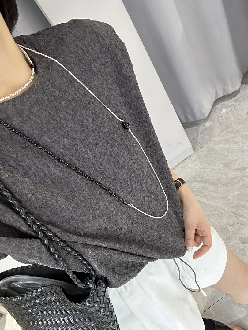 NZB 垫肩袖抽绳圆领简约T恤