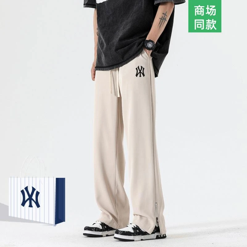 奥特莱斯季垂感休闲裤男士新款时尚潮牌宽松直筒纯色运动阔腿秀禾