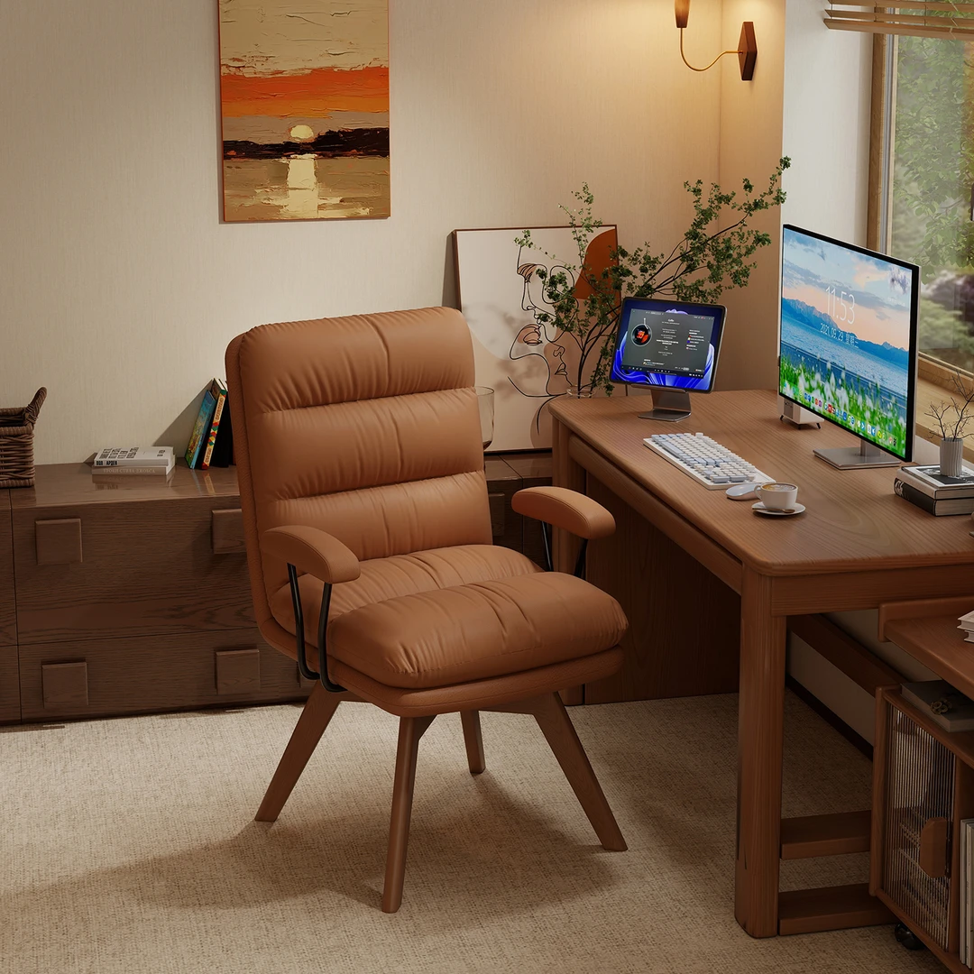家用实木旋转书桌椅子舒适久坐电脑椅办公化妆椅卧室靠背椅学习椅