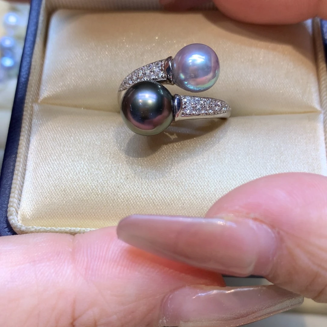 银S925镶嵌戒指海水珍珠