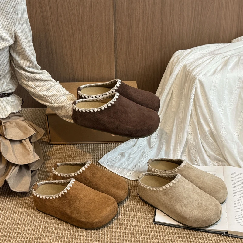 厚底内增高勃肯鞋女鞋子2025新款秋一脚蹬包头半拖鞋外穿博肯单鞋