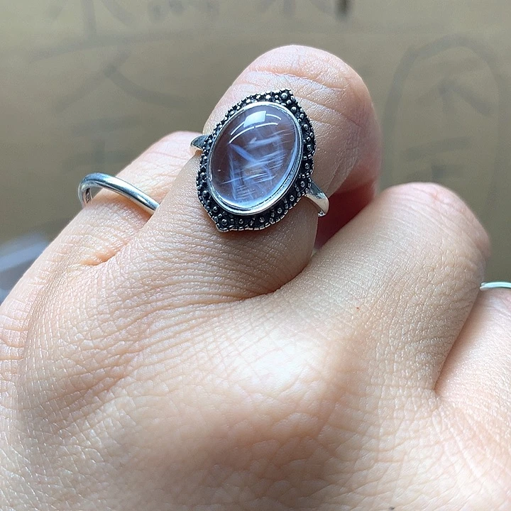 水晶水晶戒指银S925镶嵌噜**啦