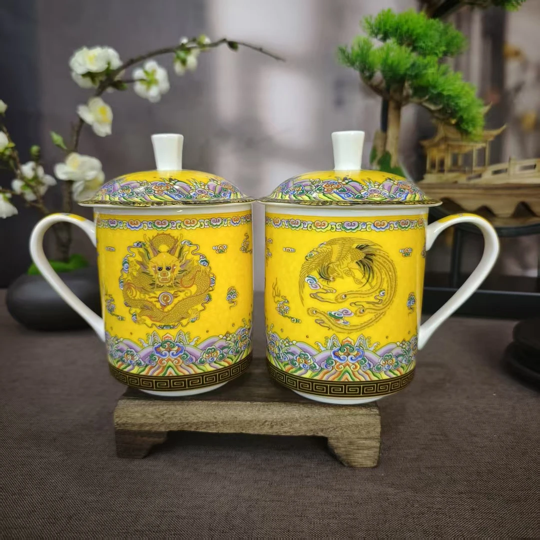 【百善瓷业】粉彩《珐琅龙凤》帝王杯-GH