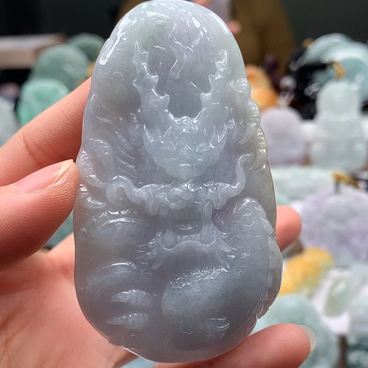 翡翠未镶嵌颈饰随形龙行天下福利卡厚12+