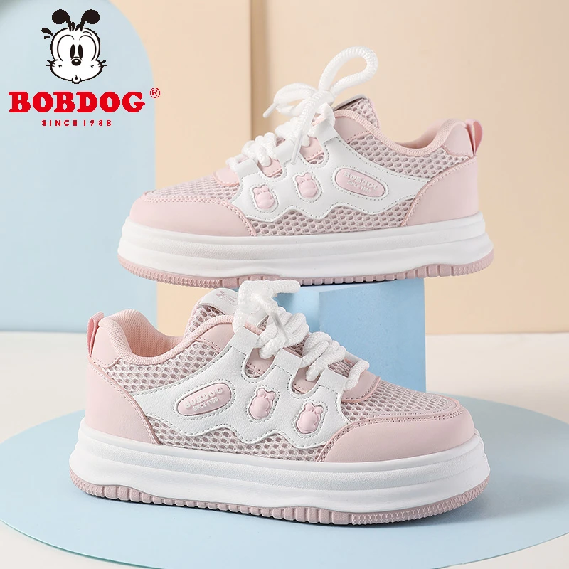 巴布豆童鞋女童网面透气休闲鞋2025夏季新款儿童软底增高中大儿童