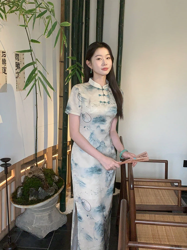 EIA一尧【春和景明】新中式温婉气质改良中国风旗袍连衣裙山水写意