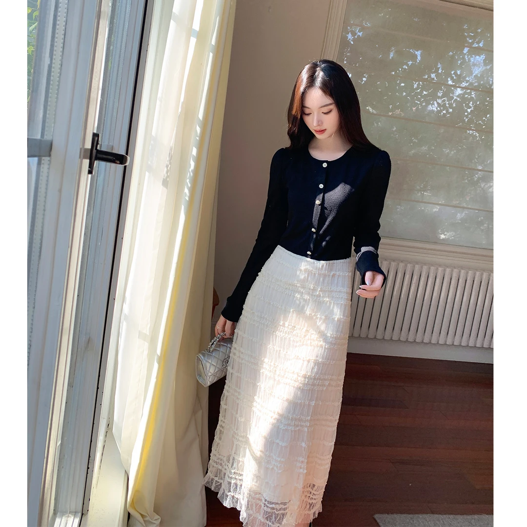 GERTCOREL2026新款春季法式修身显瘦长裙高档洋气针织连衣裙女