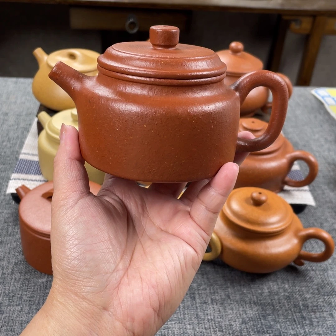 茶壶紫砂红降坡德钟全手纯红20目200手工泥