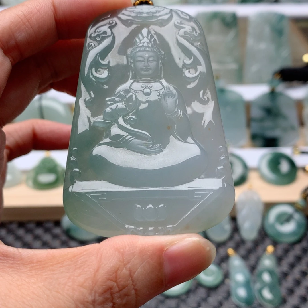 知****翡翠未镶嵌项链观音