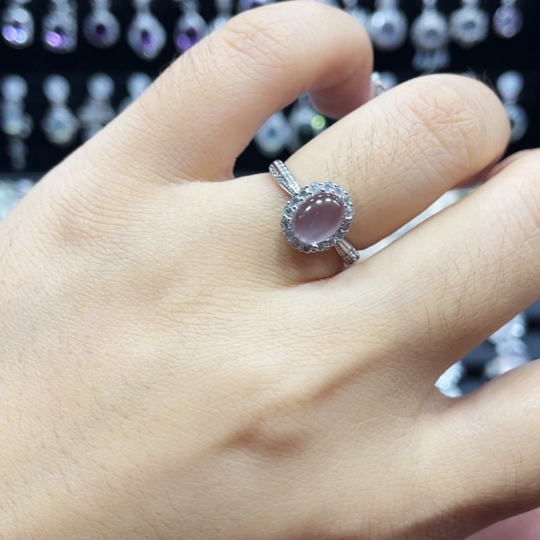 超***爸戒指银S925镶嵌芙蓉石