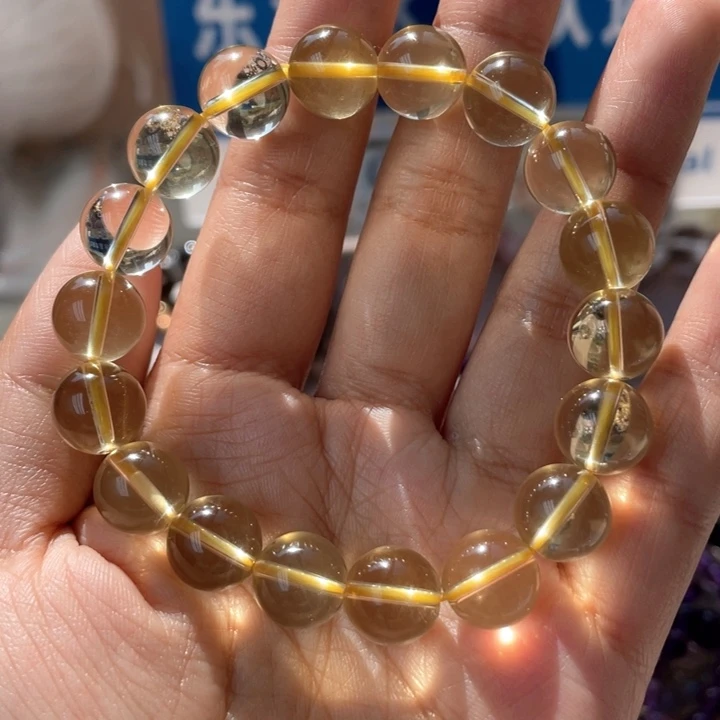 水晶手串未镶嵌纯净体黄水晶双A
