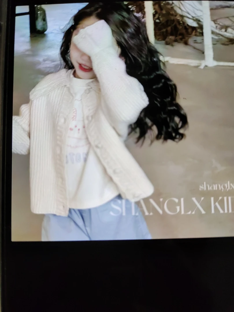 女童秋冬1女孩针织白色翻领开衫