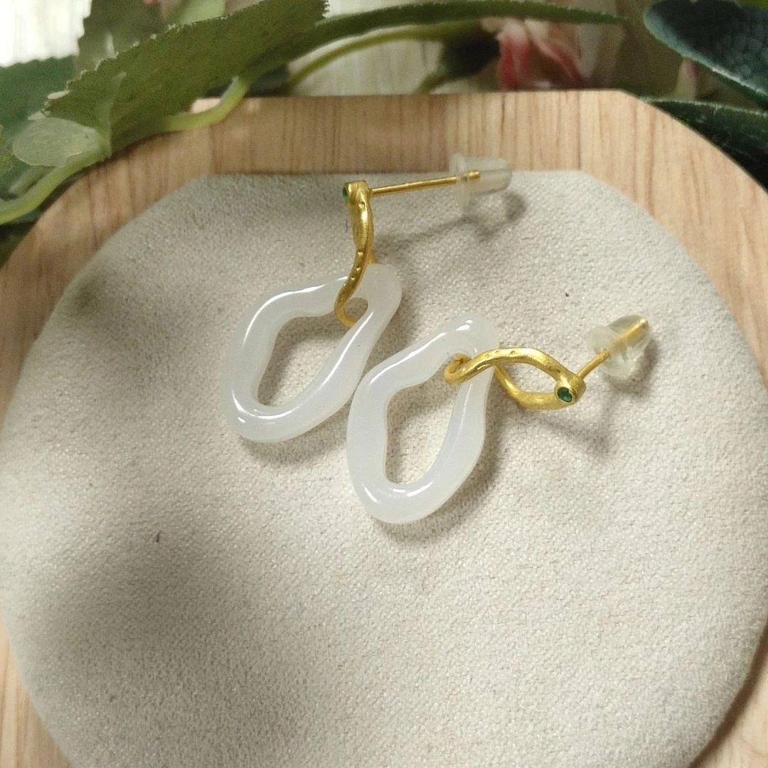 【产品部专享】S925银和田玉白玉耳饰 多样性发一 cg