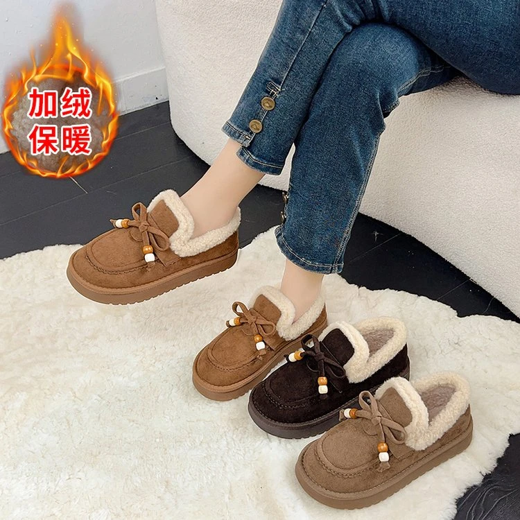 加绒保暖勃肯鞋女2025冬季全包毛毛鞋防滑软底轻便棉鞋子