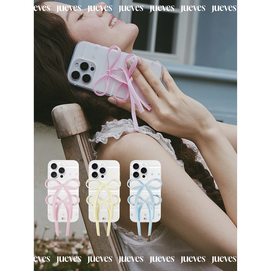 JUEVES星期四夏日“乡村少女”碎花绑带壳16promax手机壳蝴蝶结