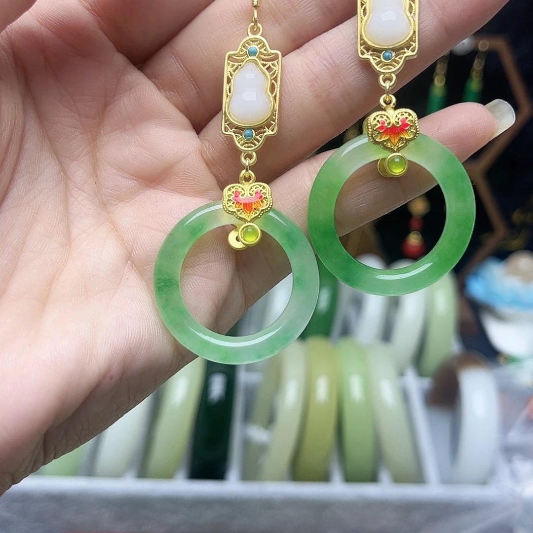 翡翠未镶嵌耳饰圆