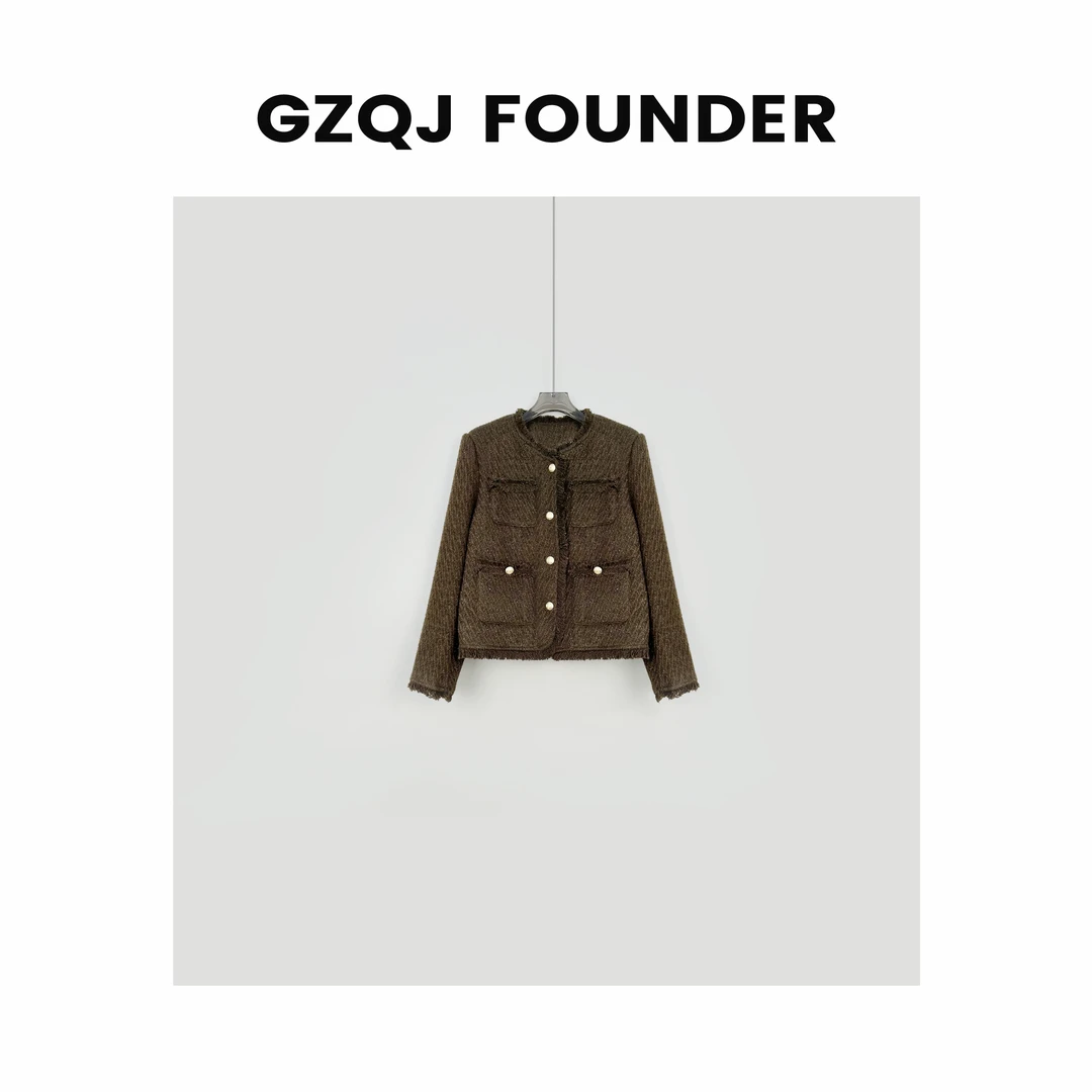 广州琴姐【梅香如故】设计感羊毛白鹅绒羽绒小香风外套冬32037