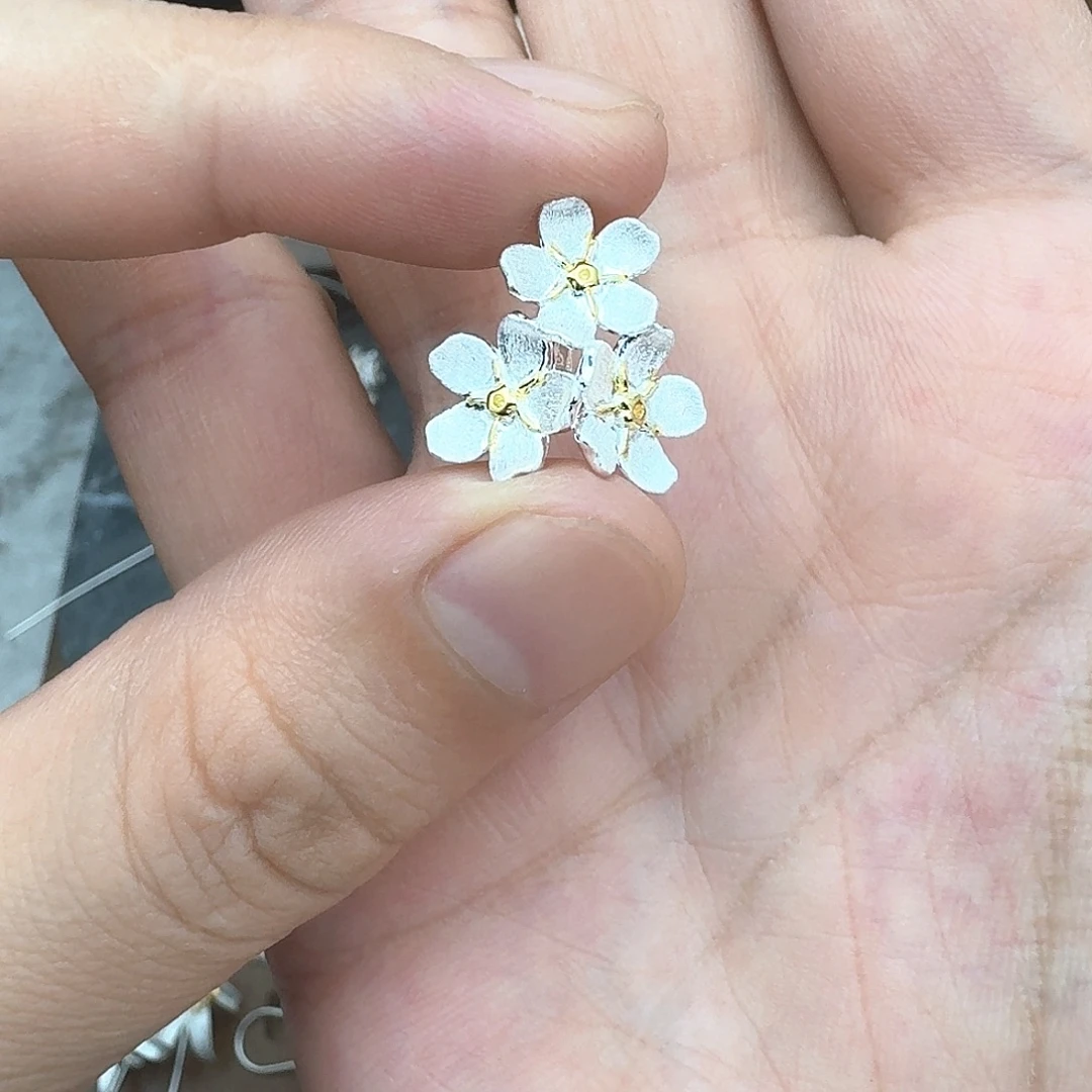 吊坠925银花岗岩三朵花吊坠