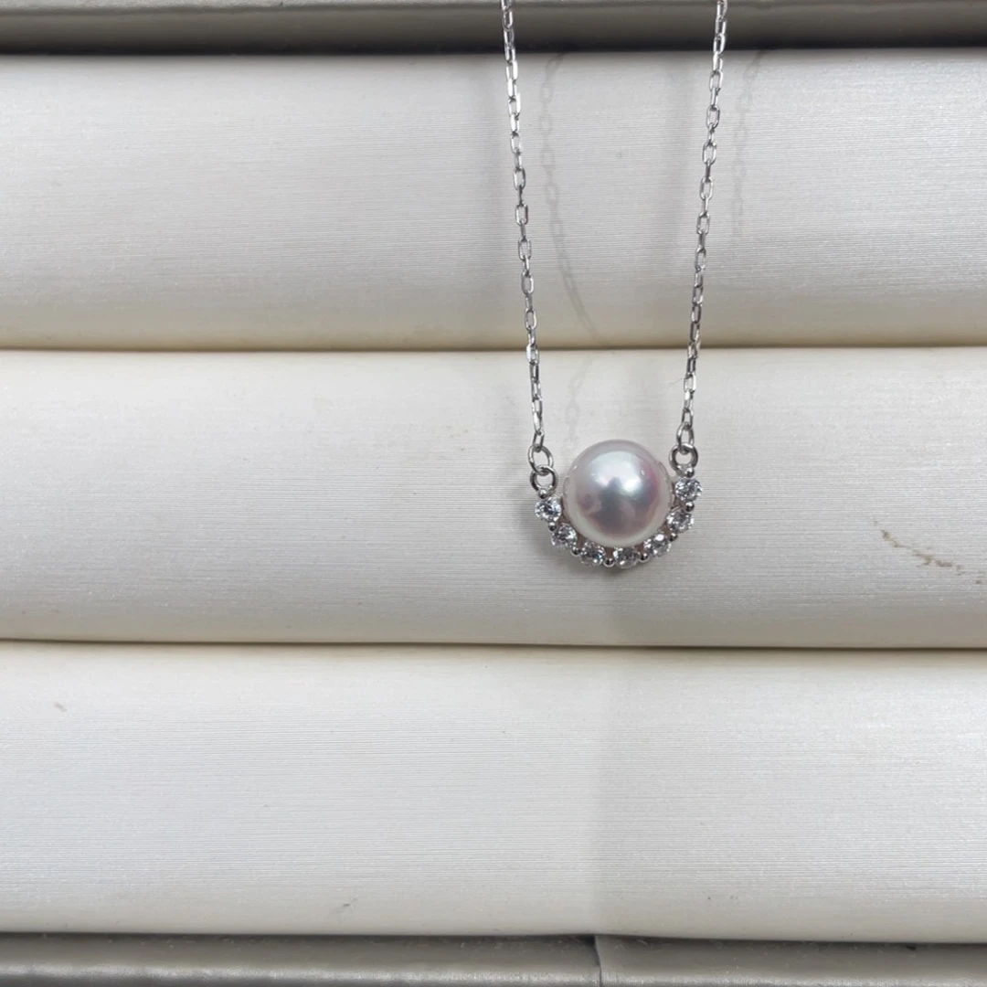 海水珍珠银S925镶嵌颈饰