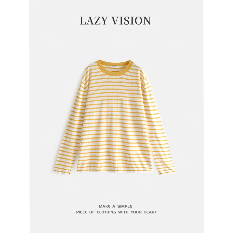 LAZYVISION/亚麻针织圆领长袖T恤ZMD-29770