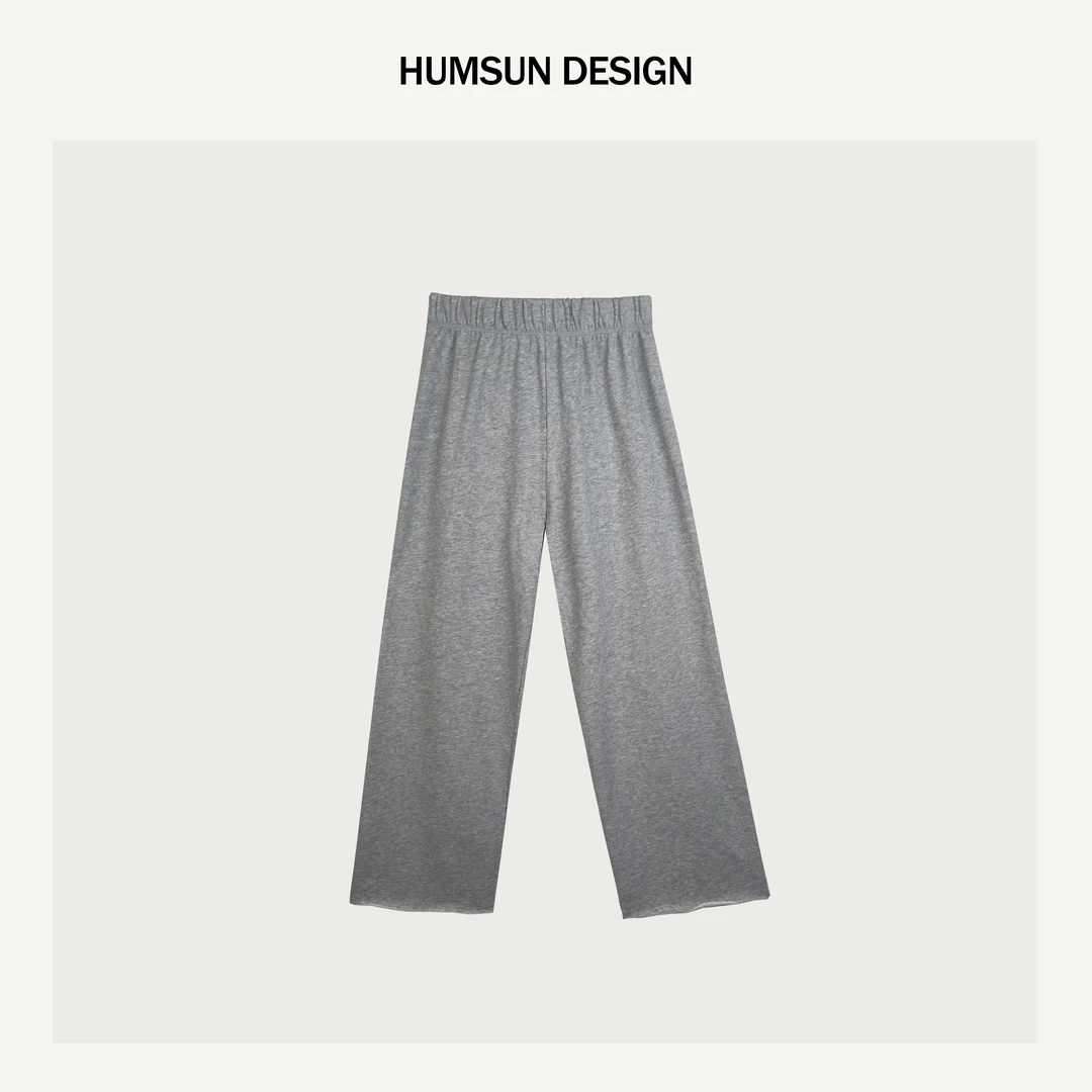 HUMSUN/禾木笙「云帛」有机棉微喇线条感脚口卷边设计微喇裤 5A699
