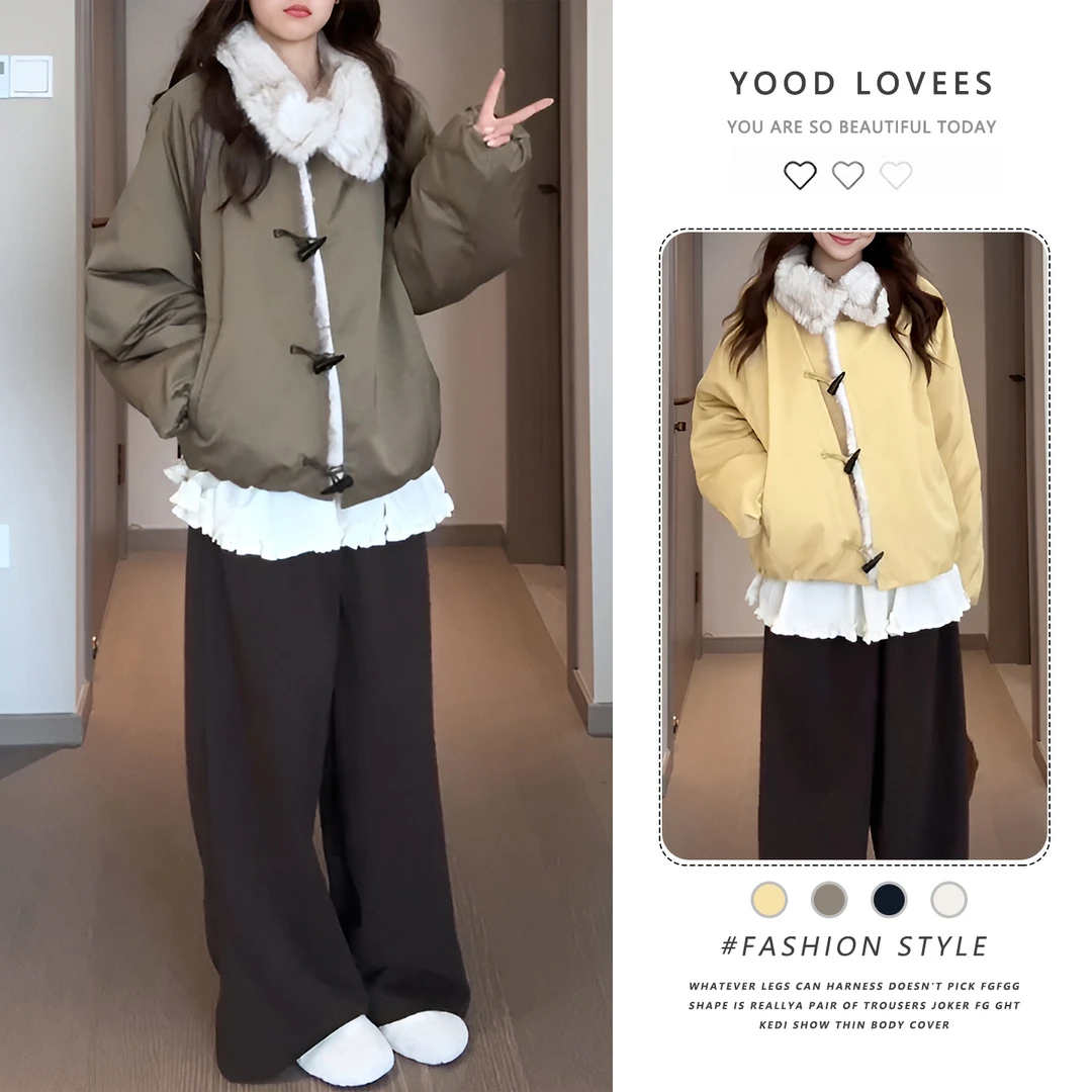 高级感女复古美拉德韩系慵懒风毛毛加厚保暖短外套潮2025冬季新款