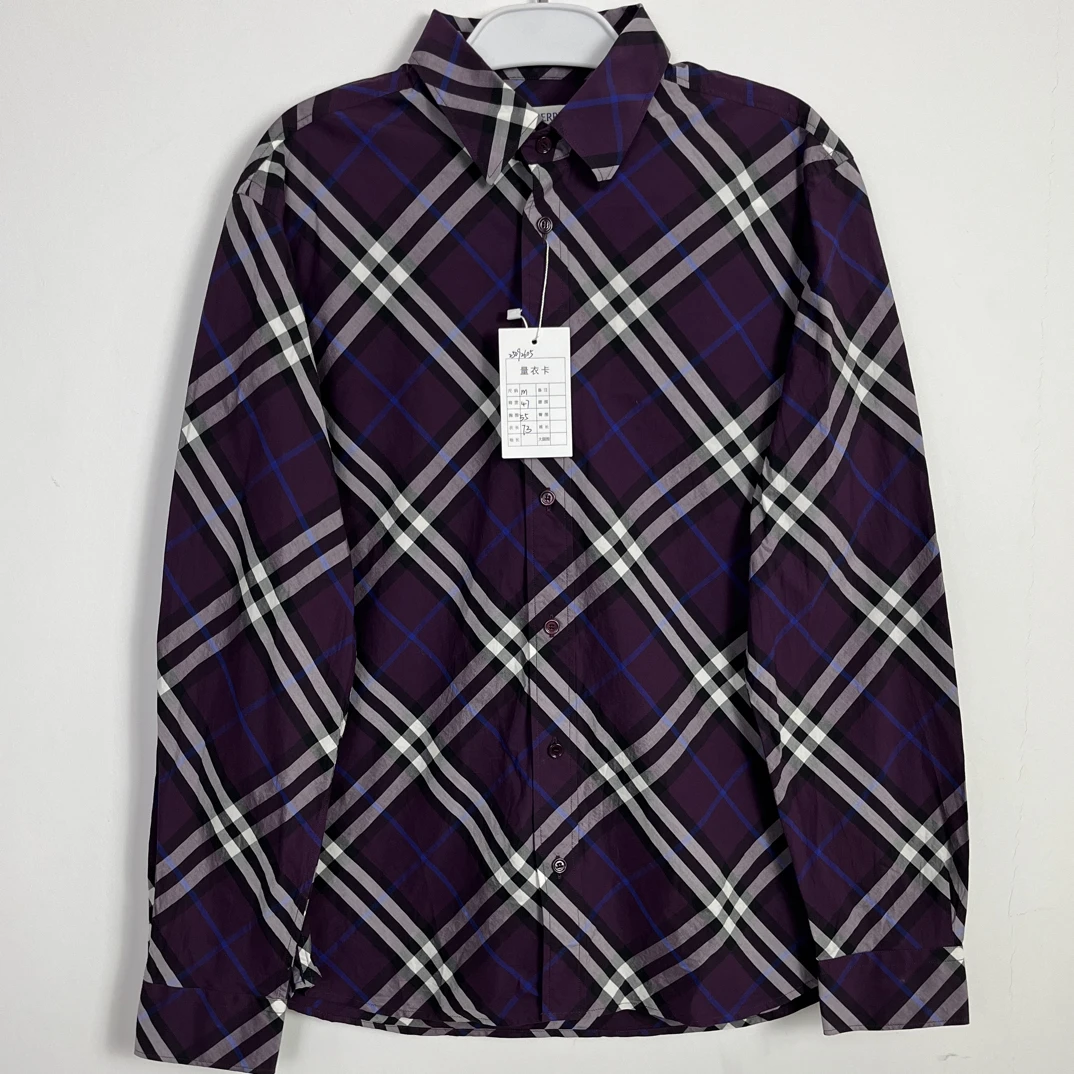 未使用 BURBERRY/博柏利 博柏利紫色格纹衬衫/M码